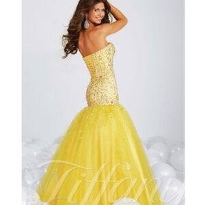Tiffany Designs Yellow Strapless Dress